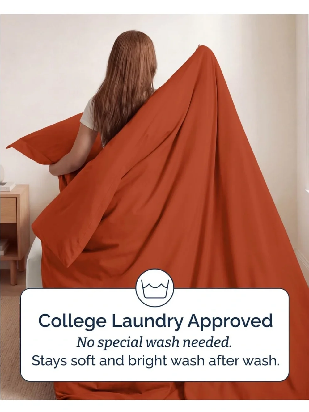 NEW Duvet Cover Twin/Twin XL - 2 Piece Set, College Dorm Room Ready, Terracotta